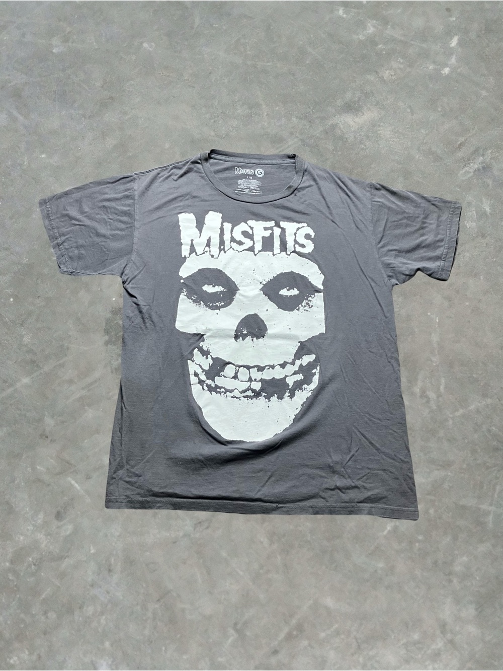 ☀️ The Misfits Fiend Skull Graphic Band Tee Mens Size Large Gray